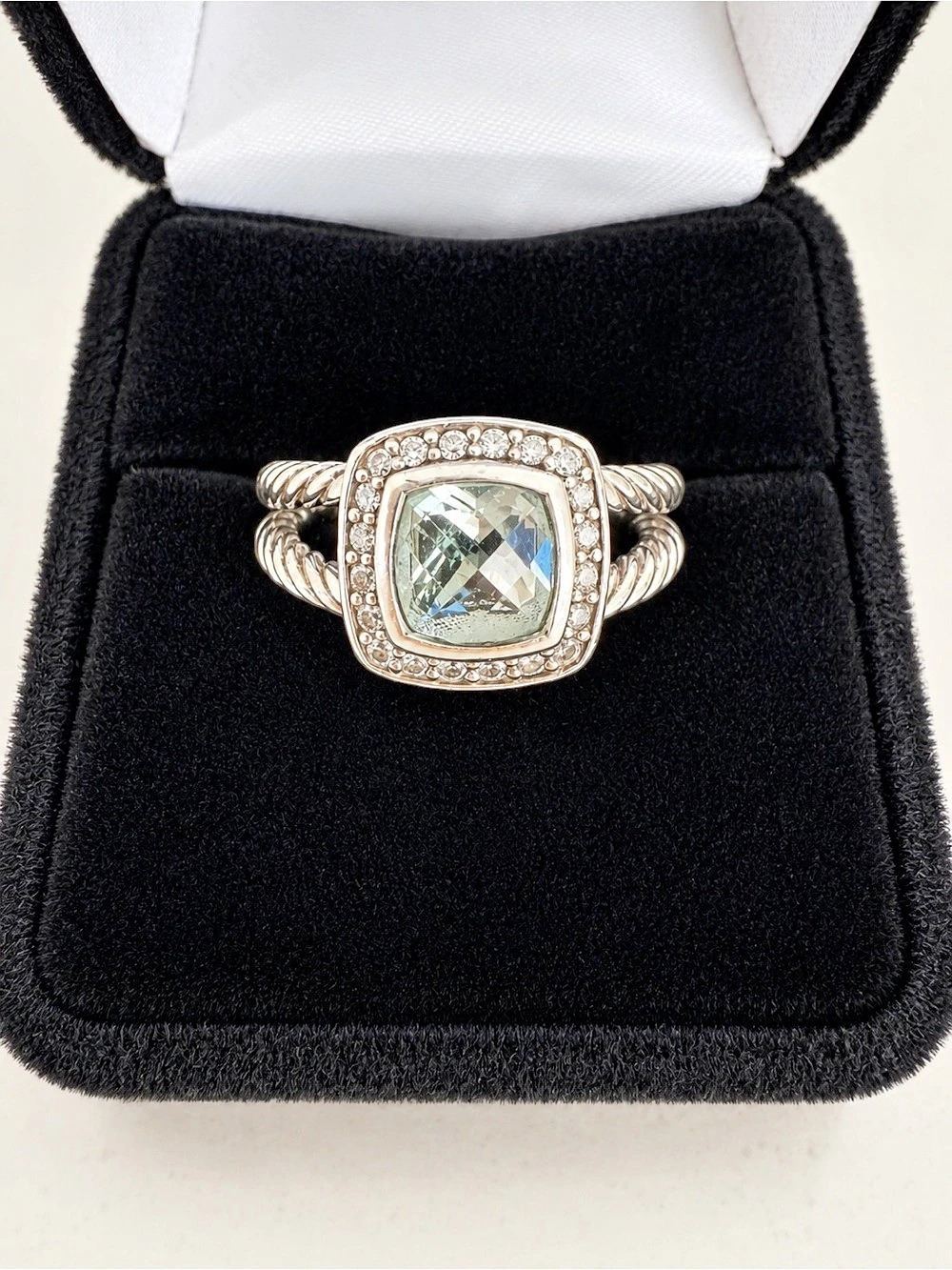 David Yurman Albion Ring with Prasiolite and Diamonds